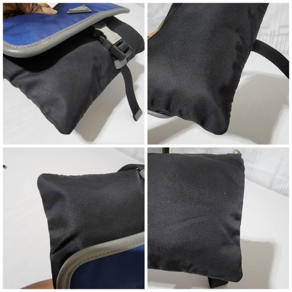 Authentic PRADA MILANO NYLON CLUTCH/WRISTLET BLUE/BLACK/GREY - Picture 6 of 11